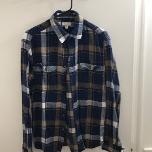 Blue and orange plaid flannel, medium, Sonoma